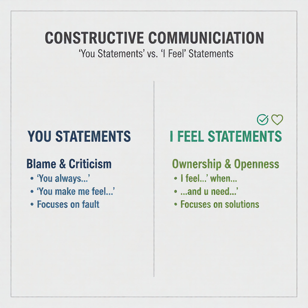 Infographic on using I feel statements for healthy relationship tips