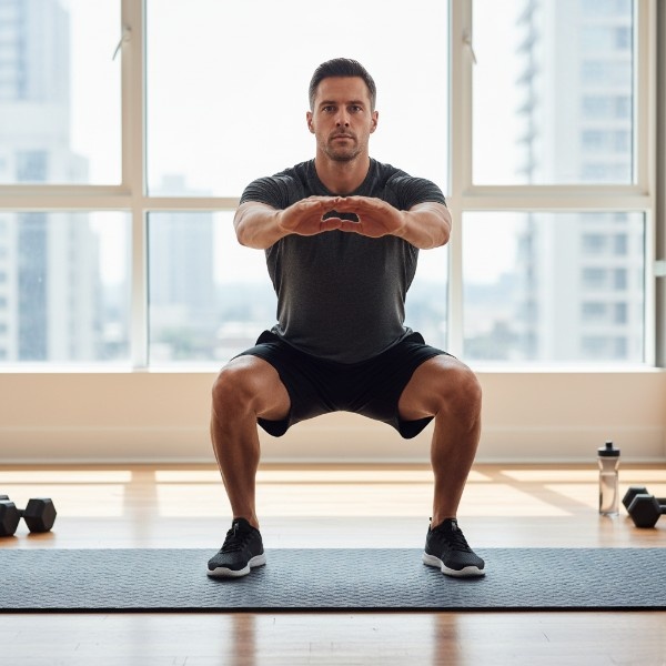 Bodyweight squat in a 10-Minute Morning Fat-Burning Workout