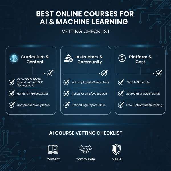 Best Online Courses for AI and Machine Learning vetting checklist