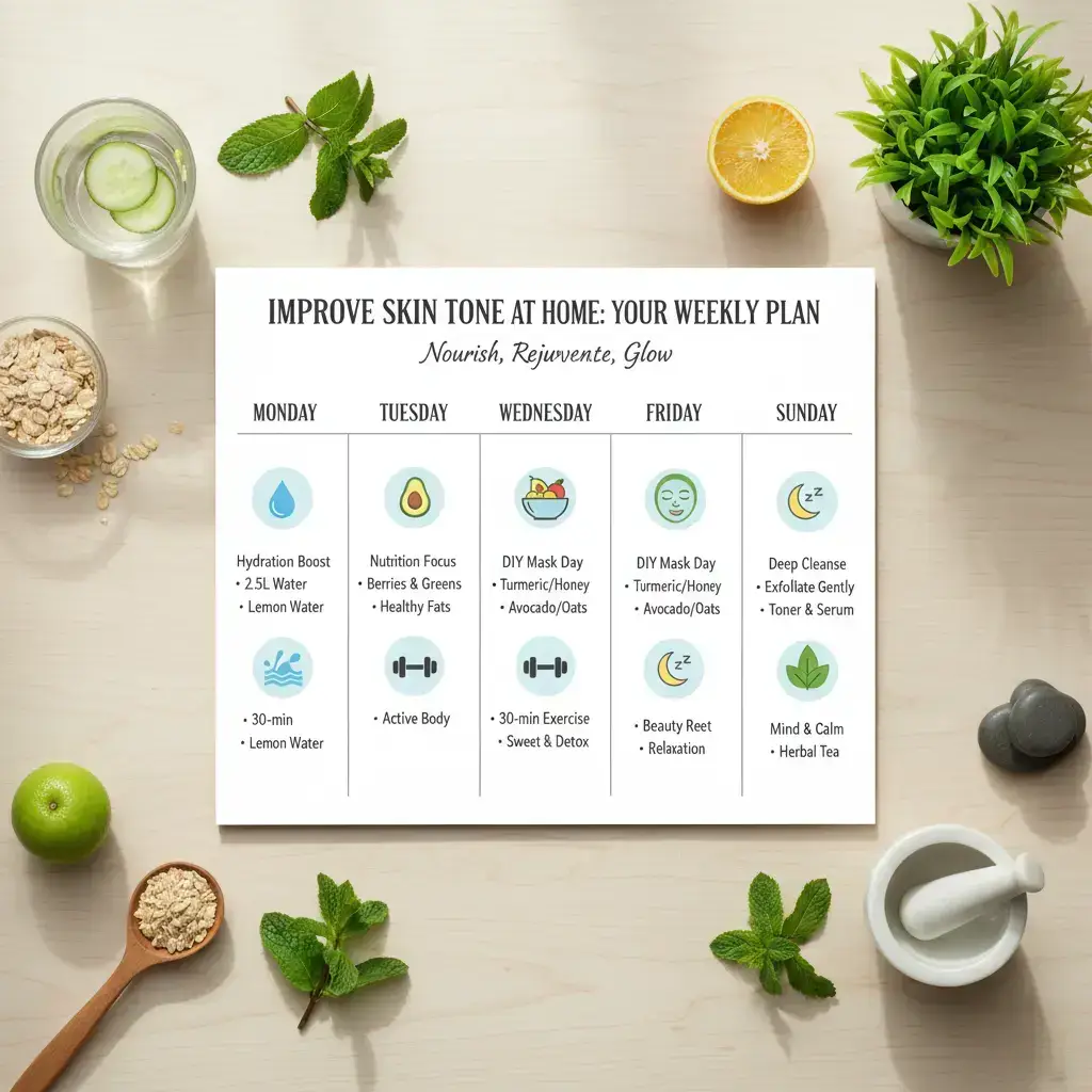 Improve Skin Tone at Home weekly plan