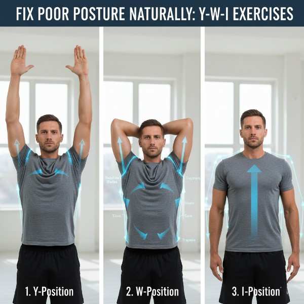 Fix Poor Posture Naturally Y-W-I exercises