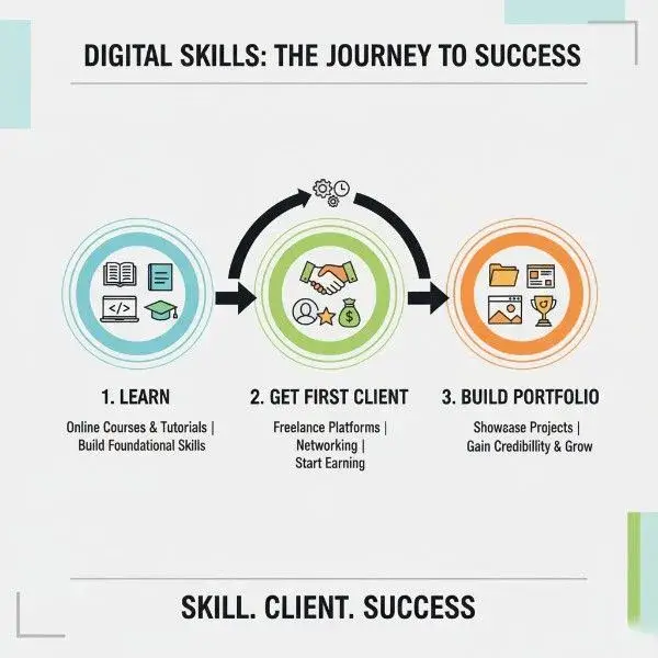 Learn Digital Skills and Earn Money Online first client journey