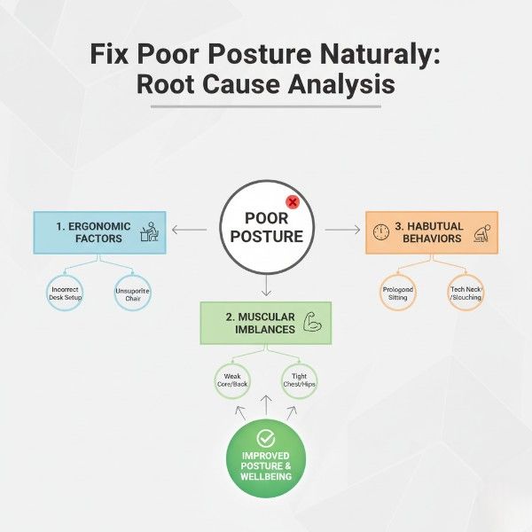Fix Poor Posture Naturally root cause diagram